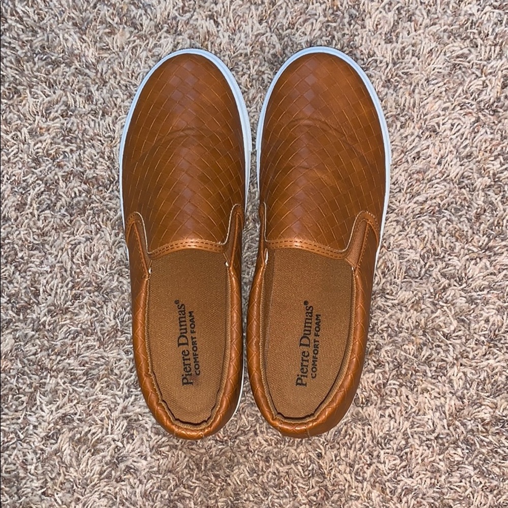 Brown leather slip on shoes